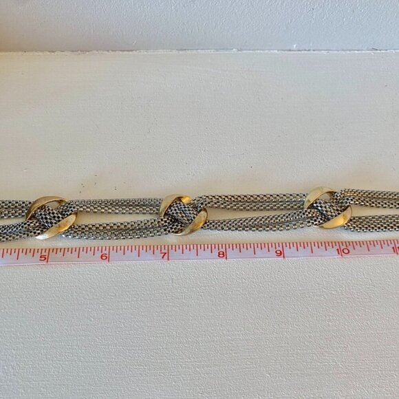 Silver and Gold Multistrand Box Chain Necklace - Picture 8 of 8